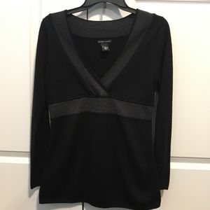 NY&Co Black V-Neck Long Sleeve Sweater